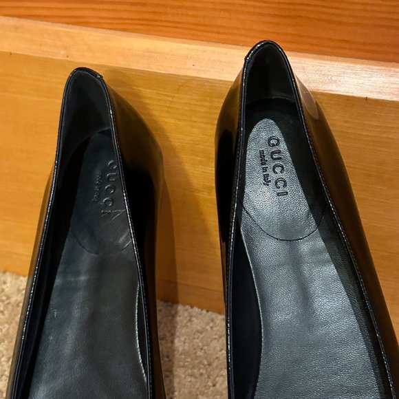 NEW WITH BOX Gucci Black Patent Leather GG Logo Ballet Flats for Women Size 39 - Picture 10 of 14